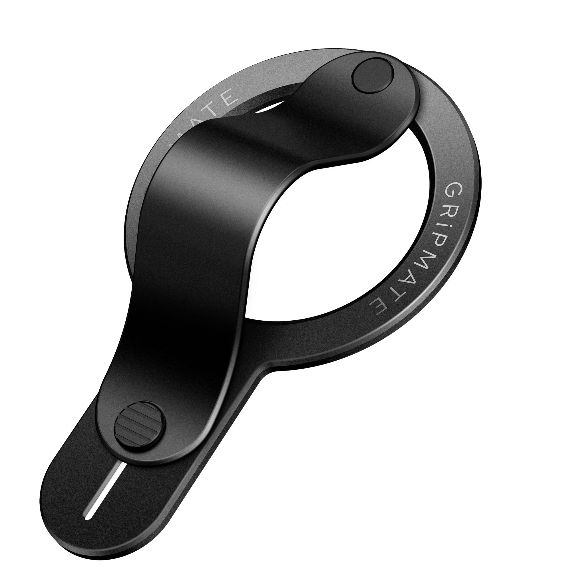 Black Gripmate phone ring holder on a white background